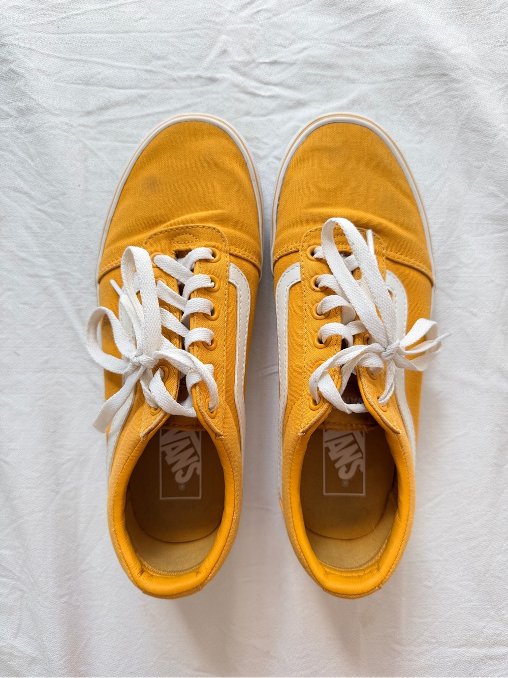 Vans Yellow Canvas Low-Top Sneakers with White Stripe